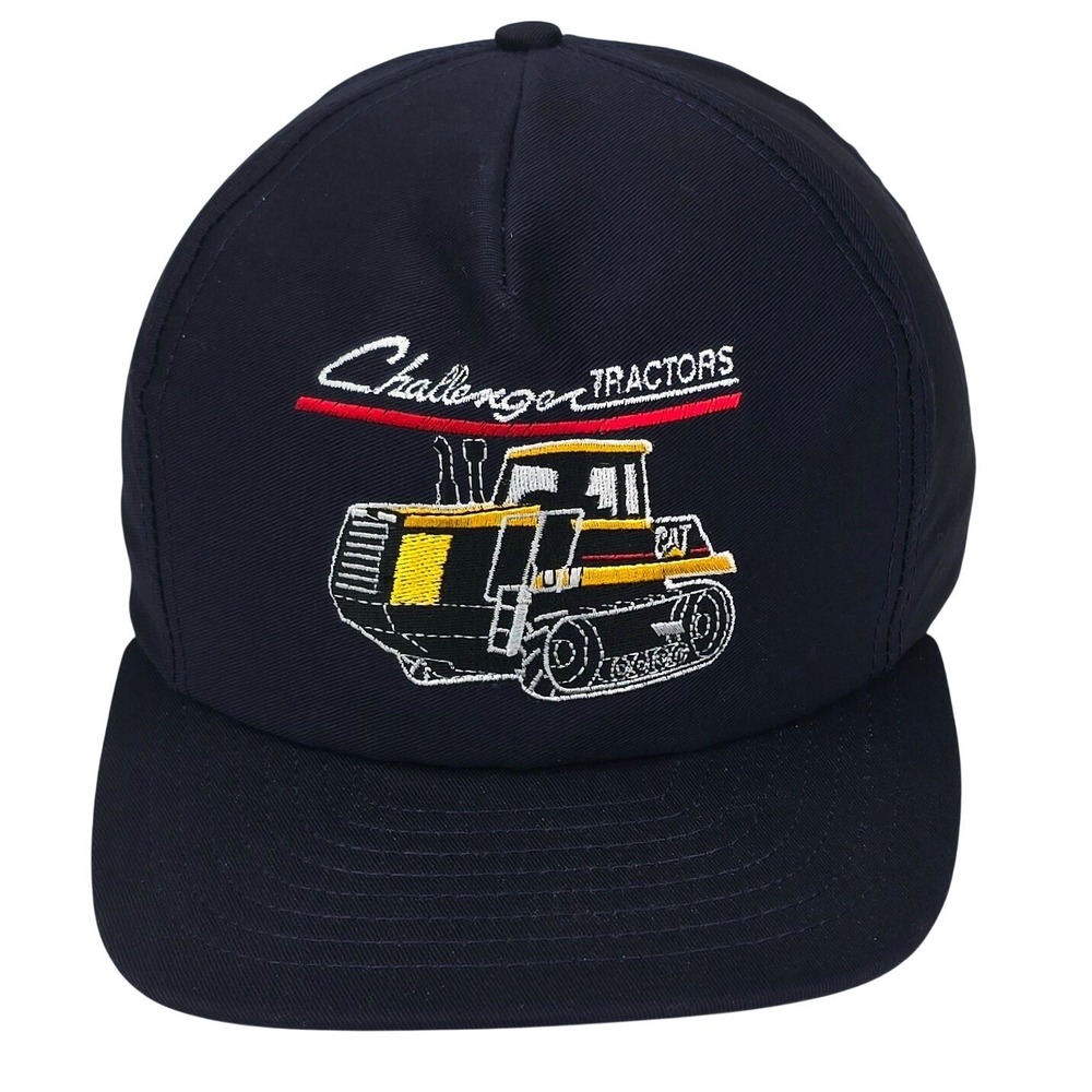 Caterpillar Challenger Tractors‎ Navy Blue Snapback Hat Vintage Style CAT Cap